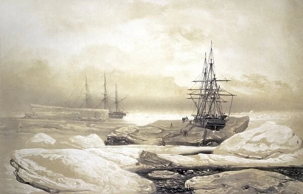 Ship stuck in Antarctic ice, artwork