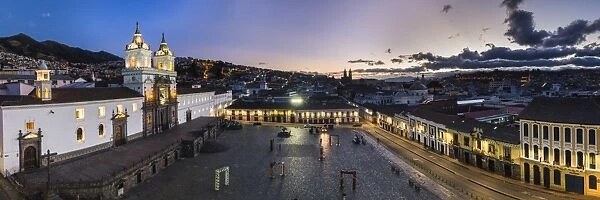 Plaza de San Francisco and Church and Convent of San Francisco at night, Old City of Quito