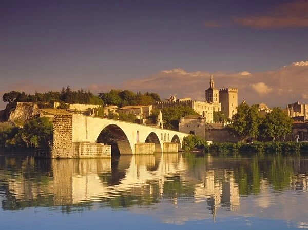 River Rhone, Bridge and Papal Palace, Avignon, Provence, France