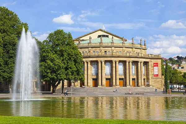 Staatstheater and fountain, Stuttgart, Baden-Wurttemberg, Germany
