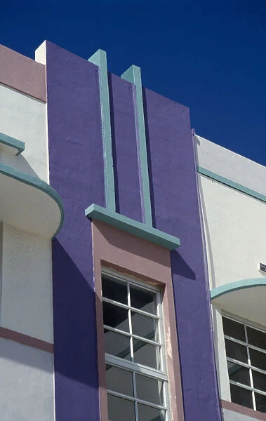 20083380. USA Florida Miami South Beach. Detail of colourful Art Deco building exterior