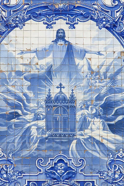 Europe, Portugal, Porto. Mosaic on side of Santo Ildefonso Church