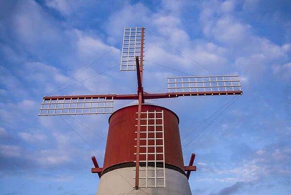 Portugal, Azores, Pico Island, Madalena. Traditional windmill
