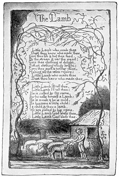 BLAKE: SONGS OF INNOCENCE. A page from Songs of Innocence, engraved and written by William Blake in 1789