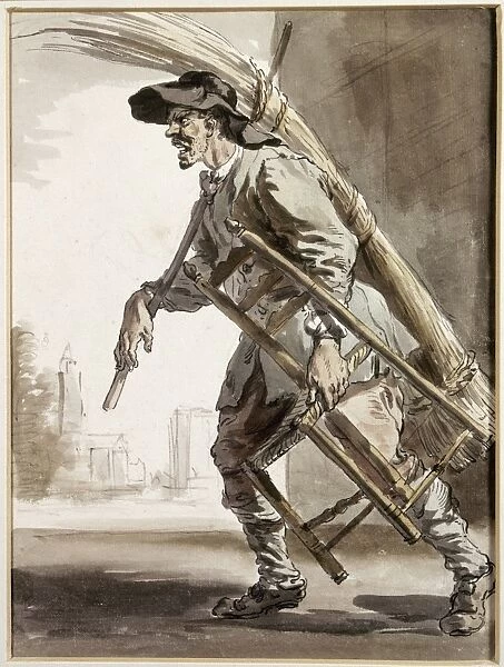 CRIES OF LONDON, 1759. Cane Chair Weaver. Pen and watercolor by Paul Sandby, 1759