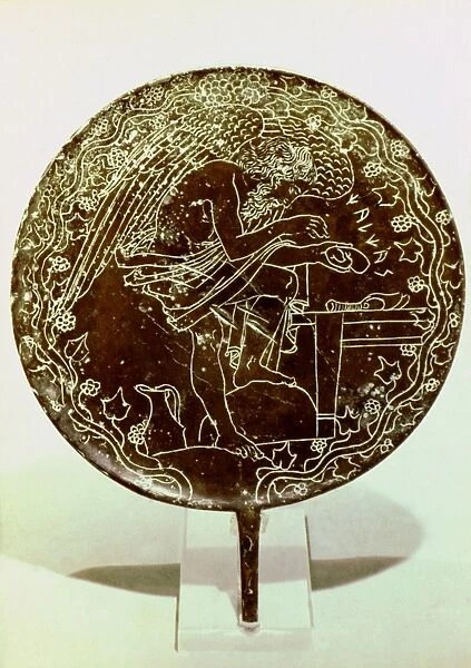 ETRUSCAN ART: MIRROR. Engraved bronze mirror from Vulci. Early 4th century B. C