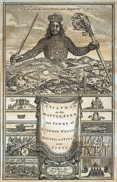 HOBBES: LEVIATHAN, 1651. Engraved frontispeice to the first edition of Thomas Hobbess Leviathan, 1651