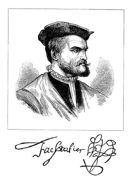 JACQUES CARTIER (1491-1557). French explorer in North America. Wood engraving