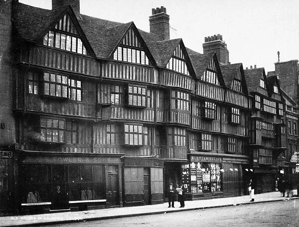 LONDON: HOUSES, c1900. View of old houses in the Holborn section of London, England