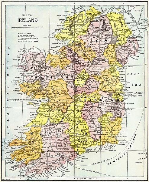 MAP: IRELAND, c1890. Map of Ireland, c1890, published in the United States