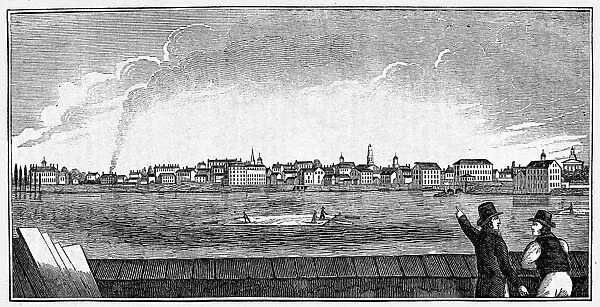NEW JERSEY: TRENTON, 1844. South view of Trenton, New Jersey. Wood engraving, 1844