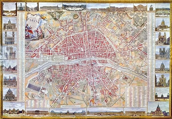 PARIS MAP, 1789. A map of Paris drawn in 1789, before the fall of the Bastille
