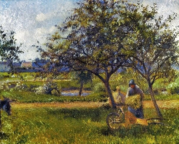 PISSARRO: WHEELBARR. 1881. Camille Pissarro: Wheelbarrow in an Orchard. Oil on canvas, 1881