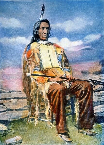 RED CLOUD (1822-1909). Native American name Mahpiua Luta. Native American chief. Oil over a photograph