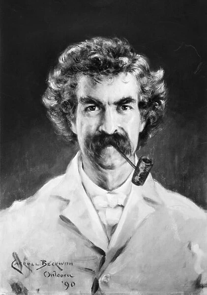 SAMUEL LANGHORNE CLEMENS (1835-1910). Mark Twain. American humorist and writer. Oil on canvas by James Carroll Beckwith, 1890