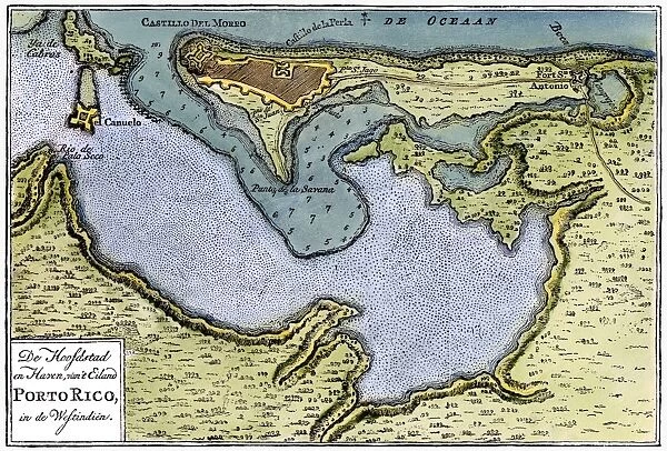 SAN JUAN, PUERTO RICO. From an engraved Dutch map, 1766