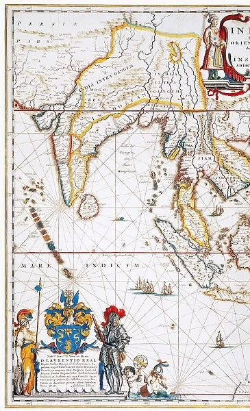 SOUTH ASIA MAP, 1662. Detail of a map of the East Indian archipelago from Johannes Blaeus Atlas Major published, 1662