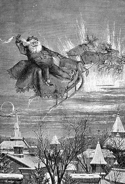 THOMAS NAST: SANTA CLAUS. Merry Christmas to all, and to all a good night. Wood engraving after a drawing by Thomas Nast