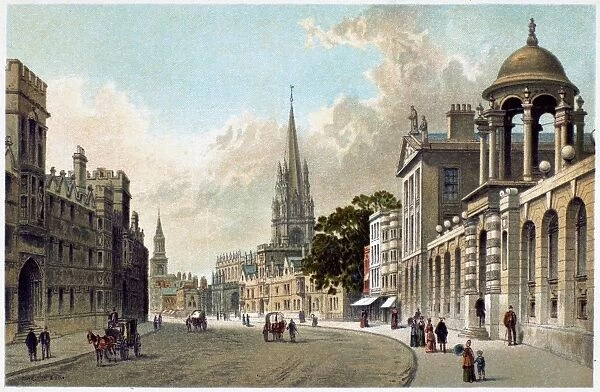 VIEW OF OXFORD, c1885. A view of High Street, Oxford. Lithograph, c1885