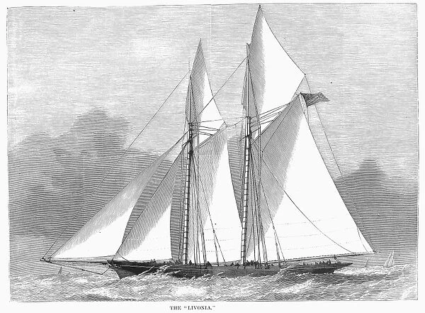 YACHT: LIVONIA, 1871. The English yacht Livonia. Wood engraving from an American newspaper of 1871