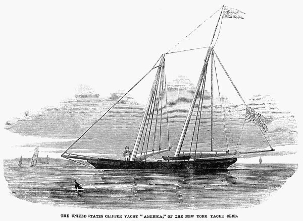 YACHTING, 1851. The United States clipper yacht, America, of the New York Yacht Club. Line engraving