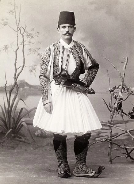 YUGOSLAVIA: COSTUME. Man wearing a traditional Balkan kilt, c1900