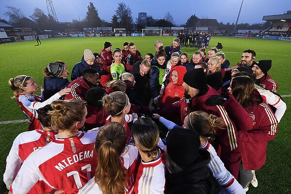 Arsenal Women Celebrate Full-Time Victory Over West Ham United in Barclays WSL