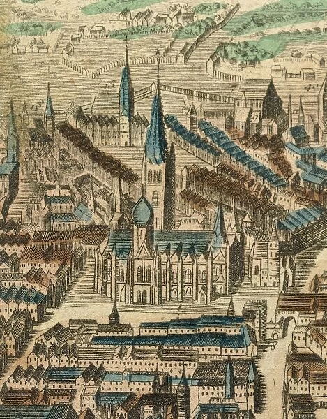 Austria, Vienna, St Stephens Cathedral (Stephansdom), engraving, details