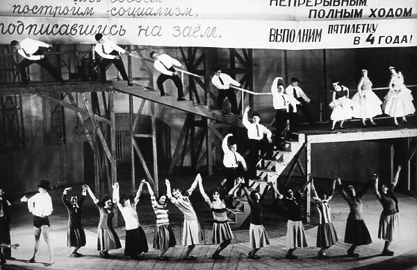 The bath house by vladimir mayakovsky, a scene from act 6, produced by v, meyerhold at the meyerhold state theatre, moscow, ussr, 1930