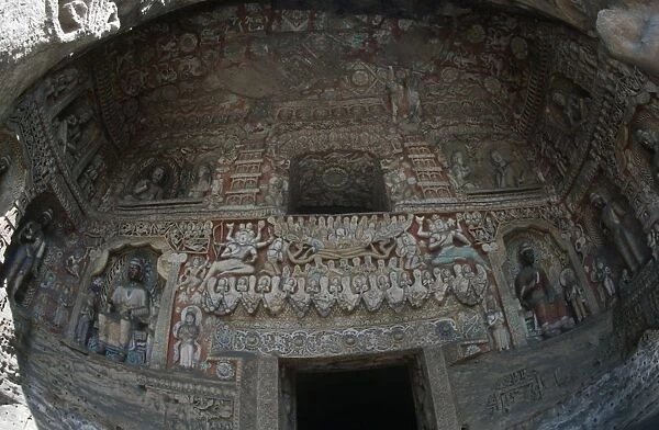 China, Shanxi province, decorated interior of Yungang Grottoes