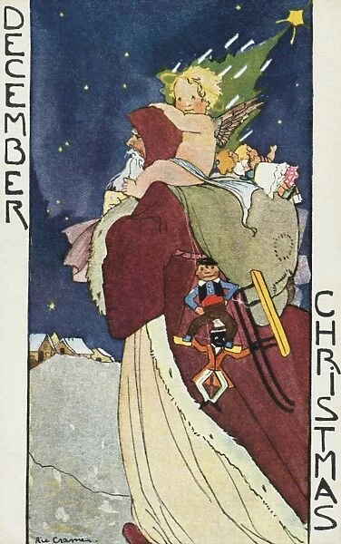 December: Christmas Postcard by Rie Cramer. ca. 1907-1930, December: Christmas Postcard by Rie Cramer