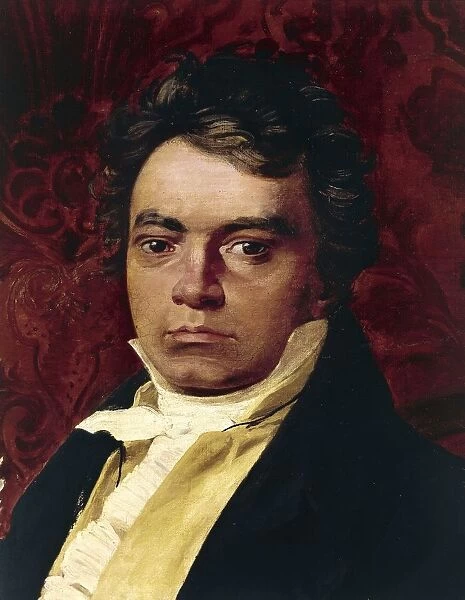 Italy, Bologna, Portrait of Ludwig van Beethoven, detail