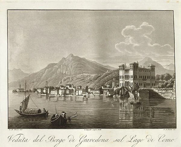 Italy, Gravedona on Lake Como, from Viaggio Pittorico e Storico ai Tre Laghi Maggiore, di Lugano e di Como, (Historical and pictorial journey of three lakes: Maggiore, Lugano and Como), engraving, 1818