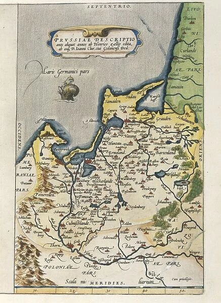 Map of Prussia, from Theatrum Orbis Terrarum by Abraham Ortelius, 1528-1598, Antwerp, 1570