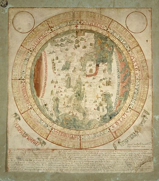 Mappa Mundi, detail representing Venice by Giovanni Leardo, ink and colors on parchment, 1448