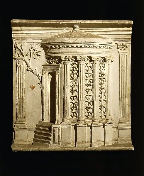 Relief portraying Temple of Vesta on Palatine Hill, Parian marble, 70 x 70 cm