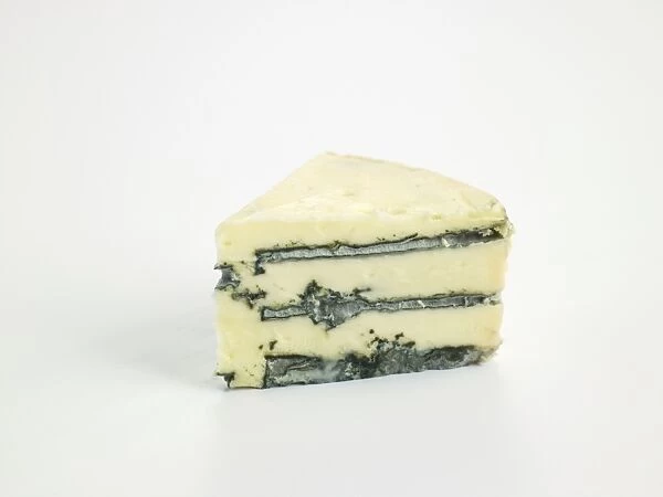 Slice of Danish Bla Castello cows milk blue cheese