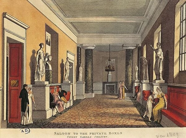 United Kingdom, England, The foyer at Covent Garden in London, engraving, 1809