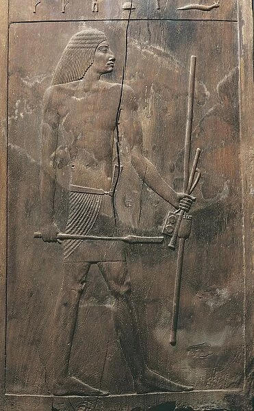 Wooden panel depicting deceased from tomb of Hesira at Saqqara, Egypt, Old Kingdom (2650-2150 B. C. Dynasty III