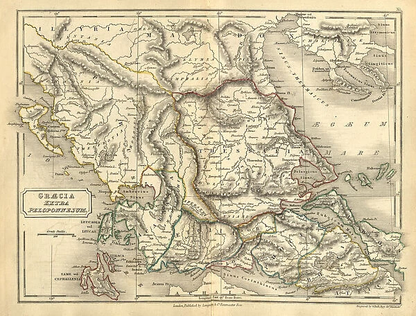 Antique map of Ancient Greece, Graecia extra Peloponnesum, History