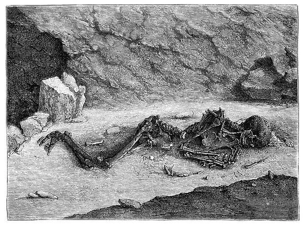 Aurignacian Skeleton 'The Fossil Man of Menton'at Balzi Rossi Caves, Liguria, Italy - 43, 000 to 37, 000 Years Ago