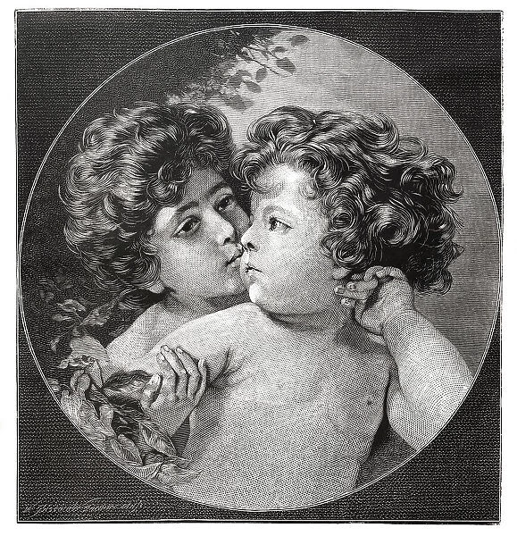 Two little brothers in love illustration 1888