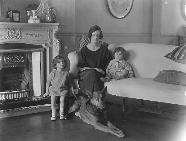 Earls Grandchildren with their big pet Wolf Lady Evelyn Graham, daughter of the Earl of Lovelace