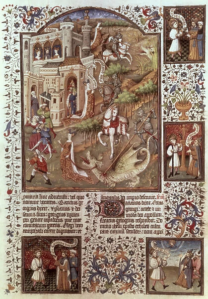 17294, fol 448 St. George killing Dragons (vellum)