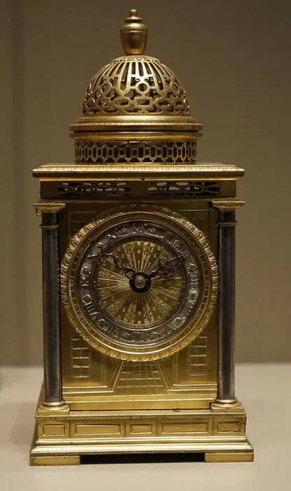 Framed Print : 17th Century spring driven table clock