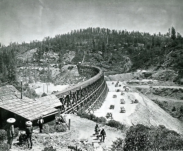 1877 - In its eagerness to push toward Utah in its race with the westward building Union Pacific, Central Pacific Railroad bridged many of the High Sierra chasms with timber trestles