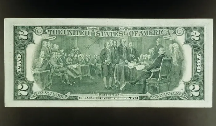 Framed Print : 2 dollars banknote, reverse, Declaration of Independence, United States of America, 20th century