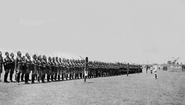 The 2nd Battalion, The Kings African Rifles, on parade, 1914 (b  /  w photo)