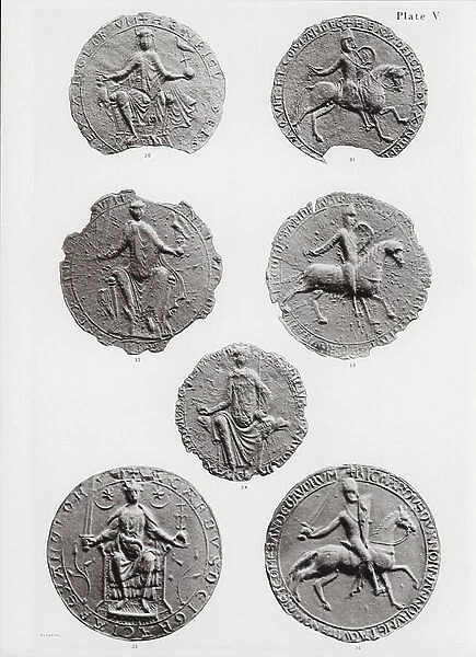 30. Henry II's First Seal; 31. Counterseal; 32. Henry II's Second Seal; 33. Counterseal; 34. Henry Junior's Seal; 35. Richard I's First Seal; 36. Counterseal (b / w photo)