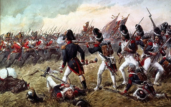 The 3rd Regiment of Foot Guards repulsing the final charge of the old Guard at the Battle
